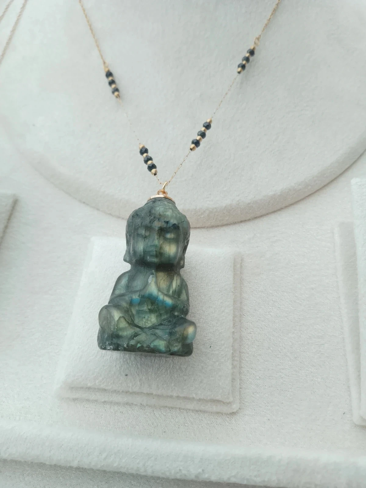 Collier sautoir bouddha en pierre de labradorite – photo 3